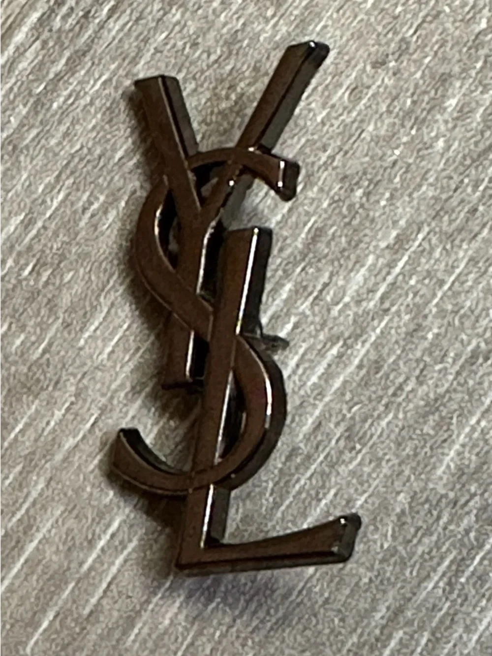 YSL (Yves St Laurent) Vintage Monogram Lapel or Scarf Pin in Dark Grey/Black